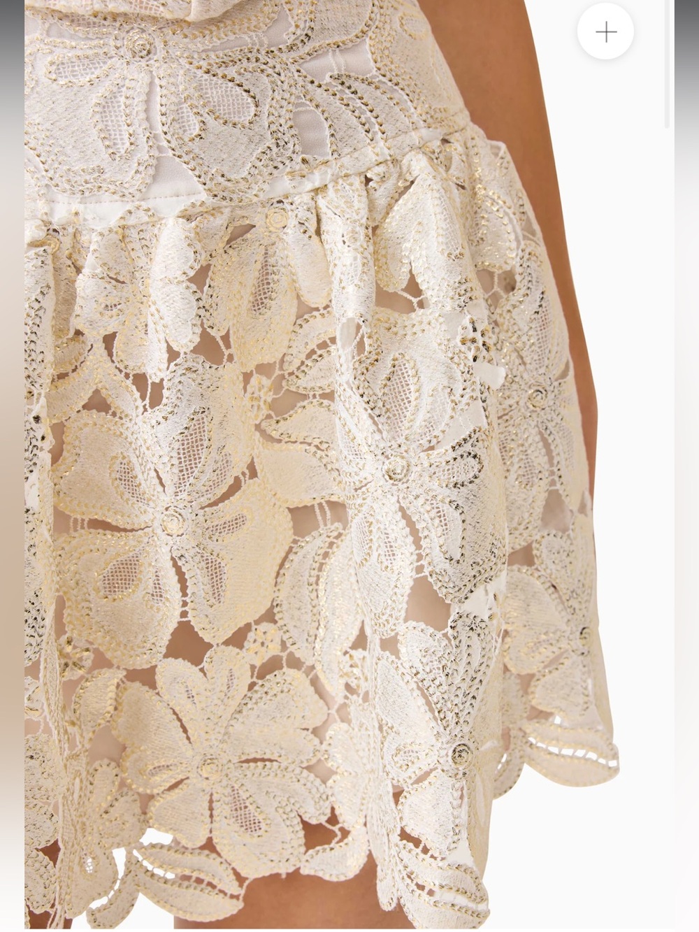 elliatt nicoletta gold foil floral lace corset top + mini skirt set size small - Picture 9 of 14